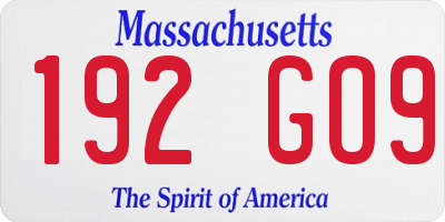 MA license plate 192GO9