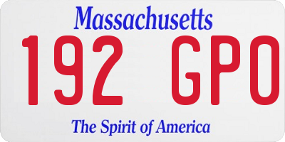 MA license plate 192GP0