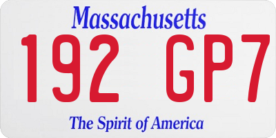 MA license plate 192GP7