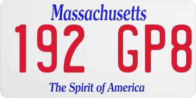 MA license plate 192GP8