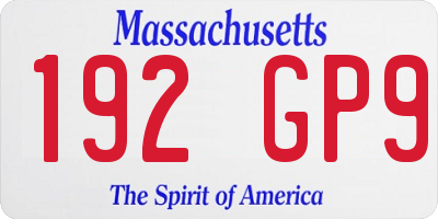 MA license plate 192GP9