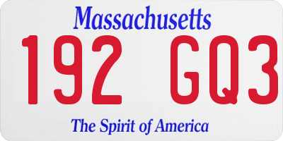 MA license plate 192GQ3