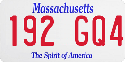 MA license plate 192GQ4
