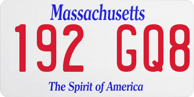 MA license plate 192GQ8