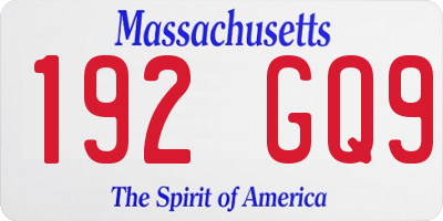 MA license plate 192GQ9