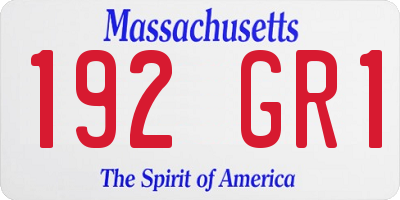 MA license plate 192GR1
