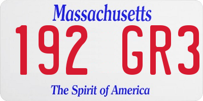MA license plate 192GR3