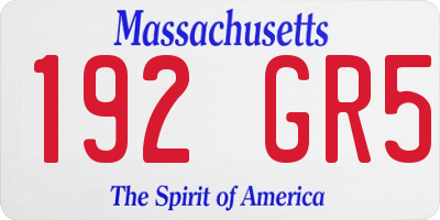 MA license plate 192GR5