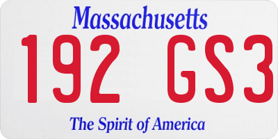 MA license plate 192GS3