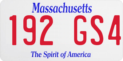 MA license plate 192GS4