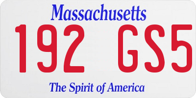 MA license plate 192GS5