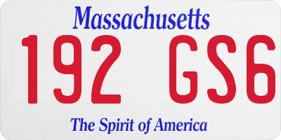 MA license plate 192GS6