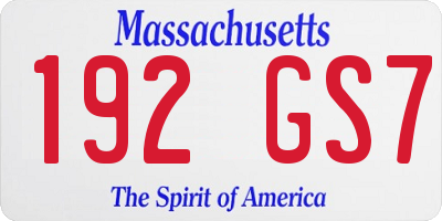 MA license plate 192GS7