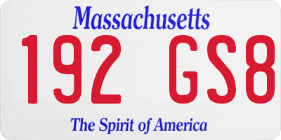 MA license plate 192GS8