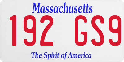 MA license plate 192GS9
