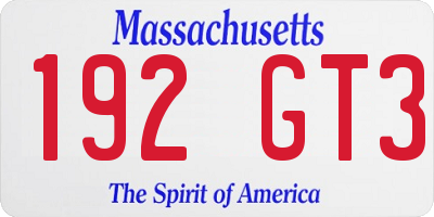 MA license plate 192GT3