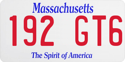 MA license plate 192GT6