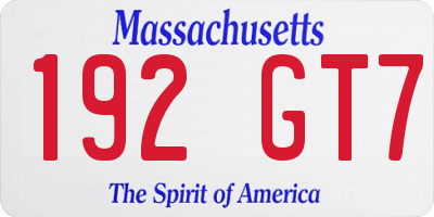 MA license plate 192GT7