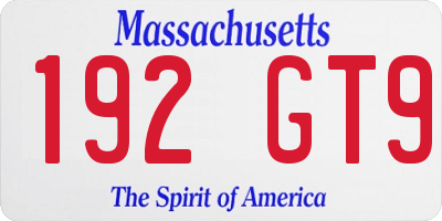 MA license plate 192GT9