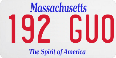 MA license plate 192GU0
