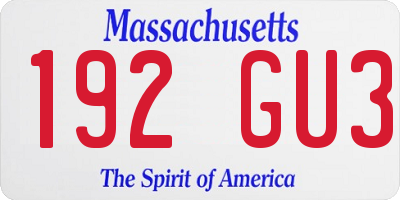 MA license plate 192GU3