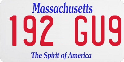 MA license plate 192GU9