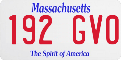 MA license plate 192GV0
