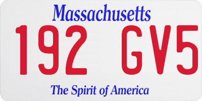 MA license plate 192GV5