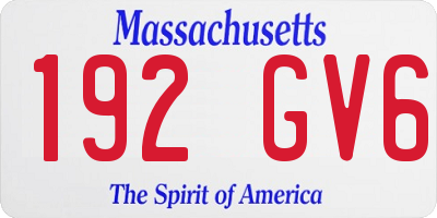 MA license plate 192GV6