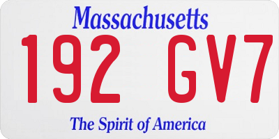 MA license plate 192GV7