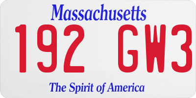 MA license plate 192GW3