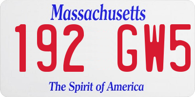 MA license plate 192GW5