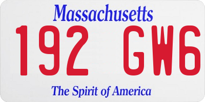 MA license plate 192GW6