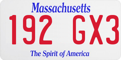 MA license plate 192GX3