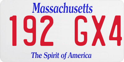 MA license plate 192GX4