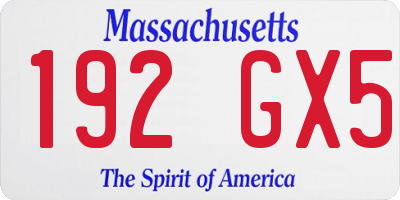 MA license plate 192GX5