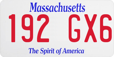 MA license plate 192GX6
