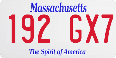 MA license plate 192GX7
