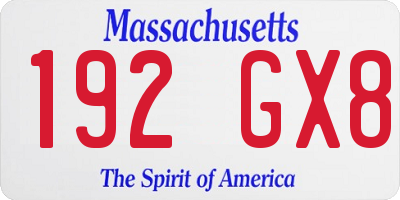 MA license plate 192GX8