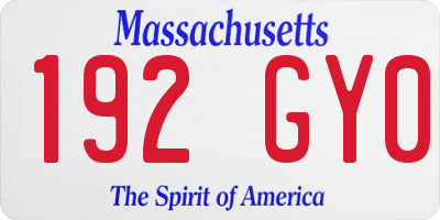 MA license plate 192GY0