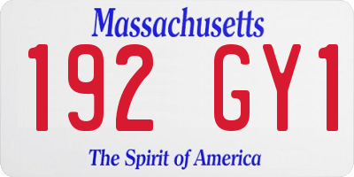 MA license plate 192GY1
