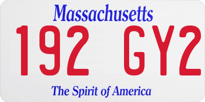 MA license plate 192GY2