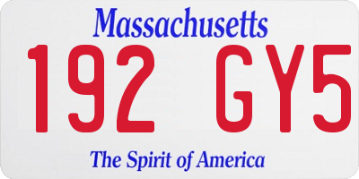 MA license plate 192GY5