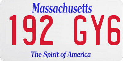MA license plate 192GY6