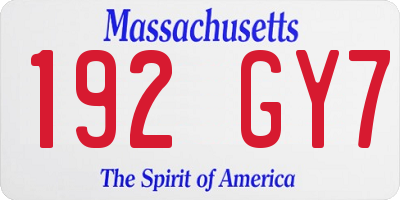 MA license plate 192GY7