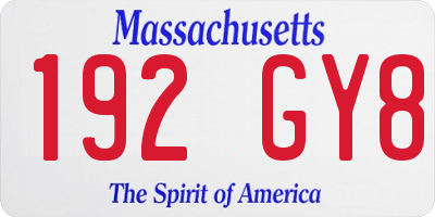 MA license plate 192GY8