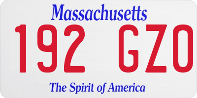 MA license plate 192GZ0