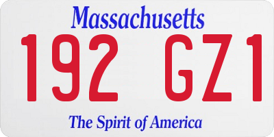 MA license plate 192GZ1