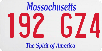 MA license plate 192GZ4