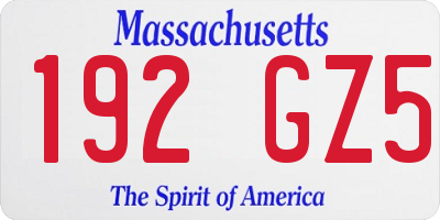 MA license plate 192GZ5